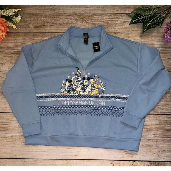 Disney Holiday Hanukkah Half-Zip Girls Crop Pullover Plus Size 2 - Picture 3 of 6